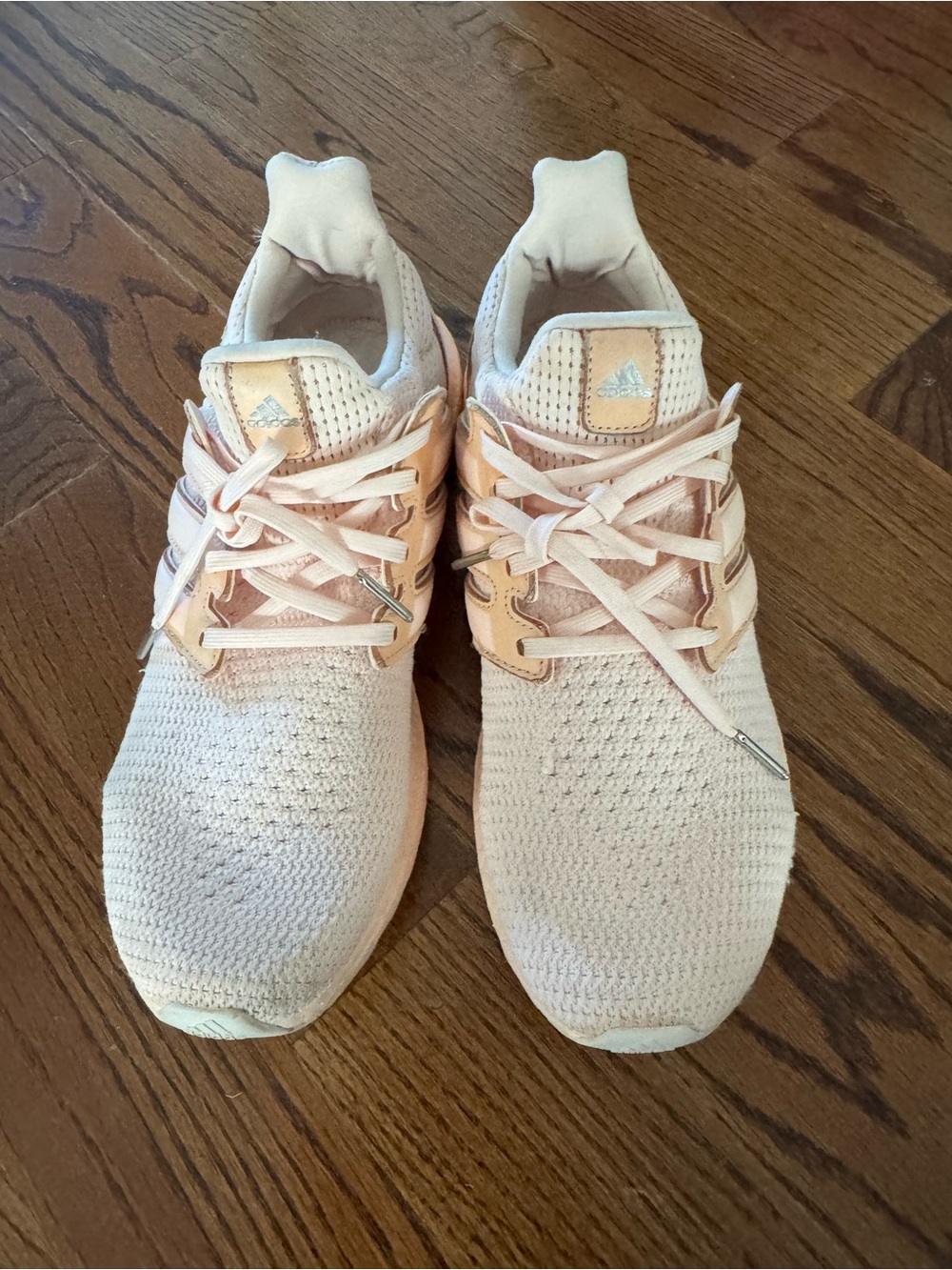 adidas boosts Women's Knit Sneakers in Pale Peach and Cream
